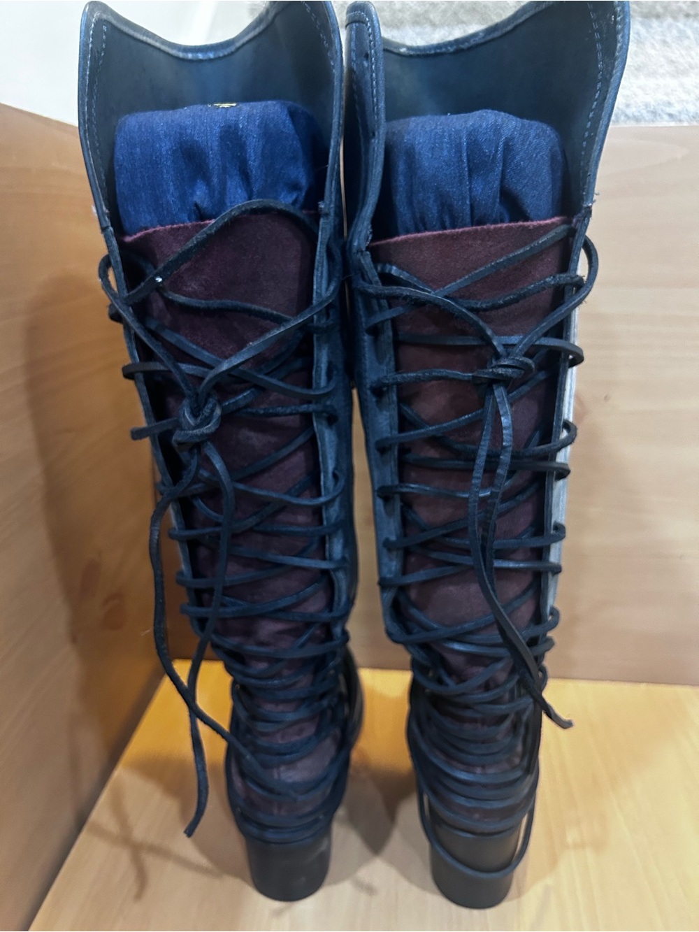 Freebird by Steven Coal Black Leather Tall Boots Size 8 - Picture 6 of 11